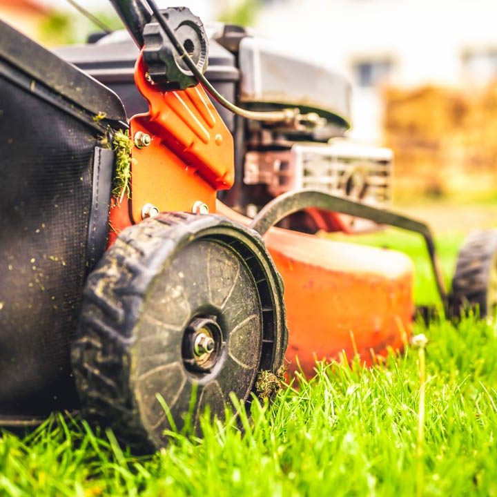 close up of a lawn mower